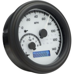 PartzBiz HD TR211637 - Dakota Digital สีขาว/สีเทา & สีดำ MVX Analog Gauge Speedo Tach Harley 96-03 | MVX-2002-WG-K
