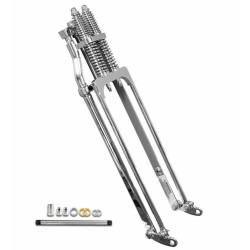 PartzBiz HD DNA-M-SF-1000N - DNA 22 ” ความยาวสต็อก ปลายด้านหน้า Chrome Springer พร้อมชุดเพลา Harley & Custom
