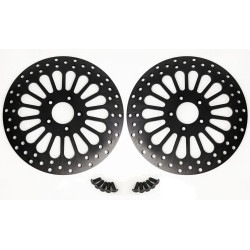 PartzBiz HD M-RT-2100Z x 2 \ EP-BLK-ROTOR-FT x2 a - DNA Black Super Spoke Dual Front 11.5 ดิสก์โรเตอร์ Harley Touring FLH/T