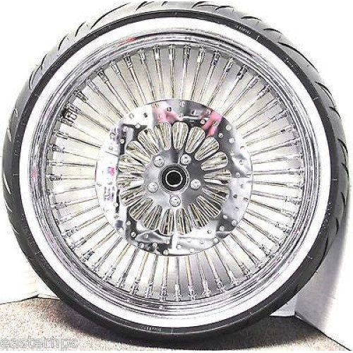 PartzBiz HD: 4418579-DNA Chrome Mammoth 21" 16" 52 Fat Spoke Wheel White Wall Tire Package Harley FLST 00-07