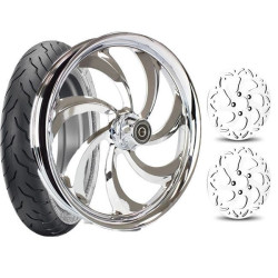 PartzBiz HD DNA_Storm_2Rotors_1Tire - DNA Chrome Storm 21” ยางล้อหน้า Dual Rotors Package 09-21 Harley FLH