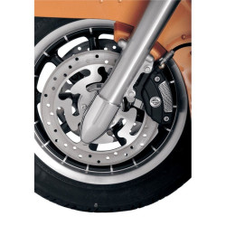 PartzBiz HD DS02140335 - Drag 0214-0335 Smooth Chrome Bullet Axle Caps Front 25mm Harley Touring FLH/T | 0214-0335