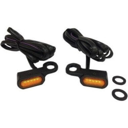 PartzBiz HD DS20402130 - Drag 2040-2130 Black Amber Lens LED Handlebar Marker Lights 09-17 Harley FL VROD 2040-2130 20402130