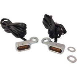 PartzBiz HD DS20402132 - Drag 2040-2132 Chrome Amber Lens LED Handlebar Marker Light 96-17 Harley FL FX XL 2032-2140 20402132