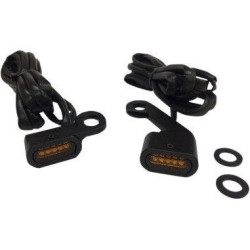 PartzBiz HD DS20402134 - Drag 2040-2134 Black Amber Lens LED Handlebar Marker Light 96-17 Harley FL FX XL 204021324