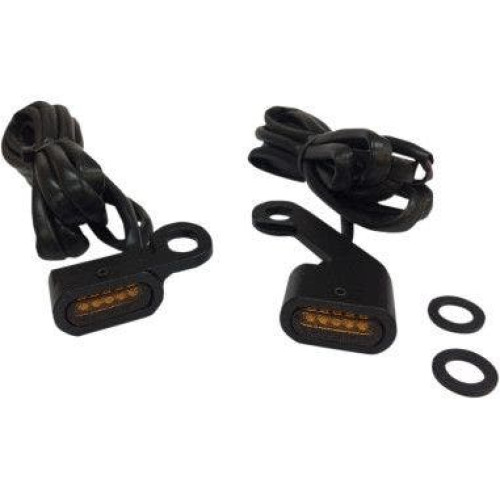 PartzBiz HD: 4418349-Drag 2040-2134 Black Amber Lens LED Handlebar Marker Light 96-17 Harley FL FX XL 204021324
