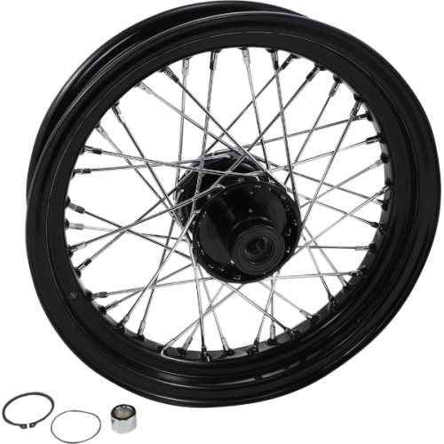 PartzBiz HD: 4418313-Drag Black 16 x 3 40 Spoke Front Wheel Single Disc No ABS Harley Softail 86-99