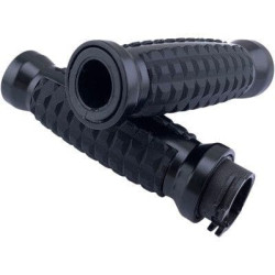 PartzBiz HD DS06302640 - Drag Black Grenade Aluminium Soft Rubber 1” ปลอกแฮนด์ Harley 82-20 Cable Throttle 0630-2640