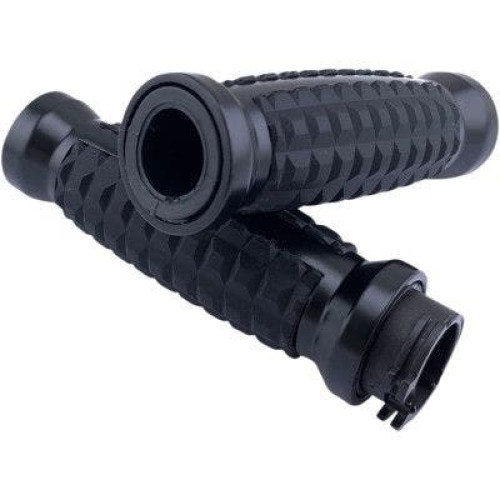 PartzBiz HD: 4418236-Drag Black Grenade Aluminum Soft Rubber 1" Hand Grips Harley 82-20 Cable Throttle 0630-2640