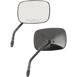 PartzBiz HD DS06400981 - Drag Black OEM Style สี่เหลี่ยมผืนผ้ากระจกก้านสั้น OEM Replacement สำหรับ Harley PR | 0640-0981