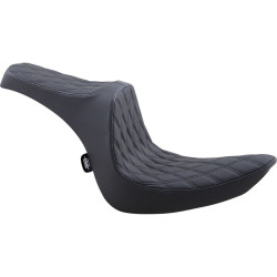 PartzBiz HD DS08021438 - Drag Black Predator III 2-Up Double Diamond Vinyl Seat Harley Softail 06-17
