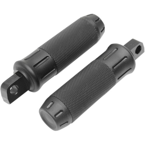 PartzBiz HD: 4418198-Drag Black Stealth Billet Custom Male Mount Footpegs Foot Pegs w/ Rubber Pair Harley 