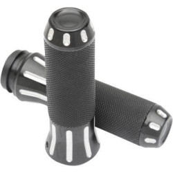 PartzBiz HD DS06301613 - Drag Specialties ปลอกแฮนด์ Clear Cut หุ้มยางสีดำสำหรับ Harley Cable Throttle | 0630-1613