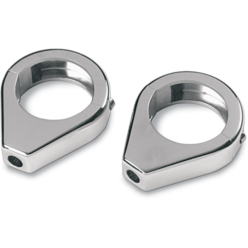 PartzBiz HD: 4418151-Drag Chrome 41mm Smooth Fork Turn Signal Clamp Mounts Harley & Metric Custom
