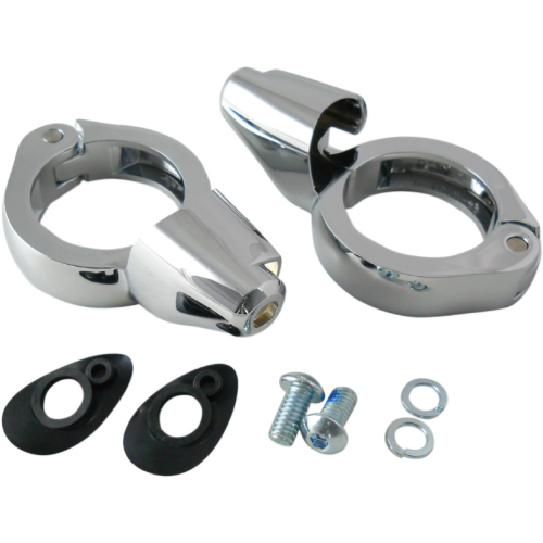 PartzBiz HD: 4418129-Drag Chrome 41mm Fork Turn Signal Clamp Mounts Harley & Metric Custom PartzBiz HD: 4418129-Drag Chrome 41mm Fork Turn Signal Clamp Mounts Harley & Metric Custom