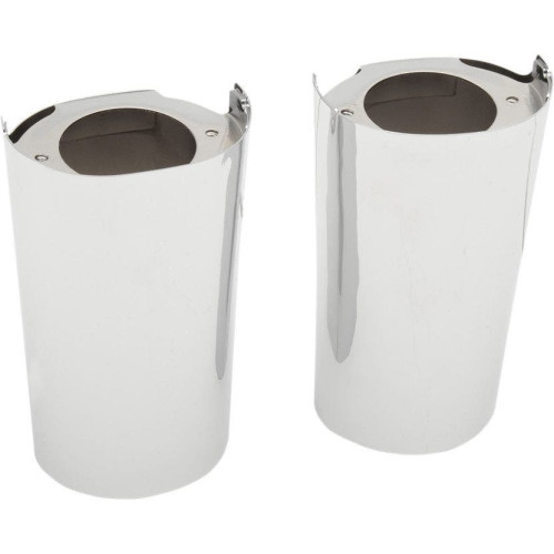 PartzBiz HD: 4418131-Drag Specialties Chrome Smooth Plus +2 Fork Boots Upper Slider Covers 14-17 | 0411-0117
