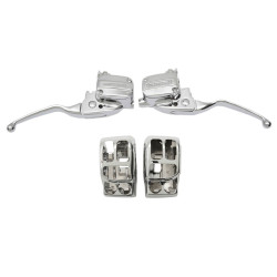 PartzBiz HD DS06101952 / DS06160231 - Drag Chrome Hand Control Kit w/ Switch Housings 17-18 Harley FLHT/X M8 0610-1952 / 0616-0231 PartzBiz HD DS06101952 / DS06160231 - Drag Chrome Hand Control Kit w/ Switch Housings 17-18 Harley FLHT/X M8 0610-1952 / 0616-0231