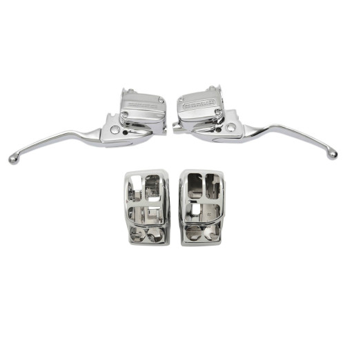 PartzBiz HD: 4418109-Drag Chrome Hand Control Kit w/ Switch Housings 17-18 Harley FLHT/X M8 0610-1952 / 0616-0231