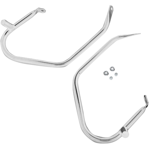 PartzBiz HD: 4418098-Drag Chrome Saddlebags Guards Support Kit Harley Touring FLH/T 97-08