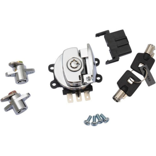 PartzBiz HD: 4418067-Drag Chrome Side Hinge Ignition Switch & Saddlebag Lock Kit 94-13 FLHR PartzBiz HD: 4418067-Drag Chrome Side Hinge Ignition Switch & Saddlebag Lock Kit 94-13 FLHR
