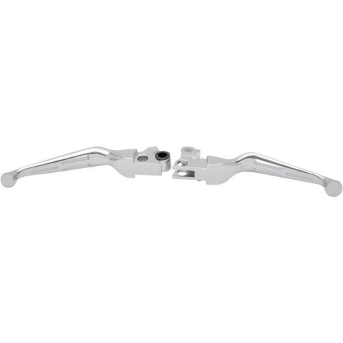 PartzBiz HD: 4418072-Drag Chrome Slotted Wide Brake Clutch Lever Set Harley 84-96 Big Twin Touring | DS-273138