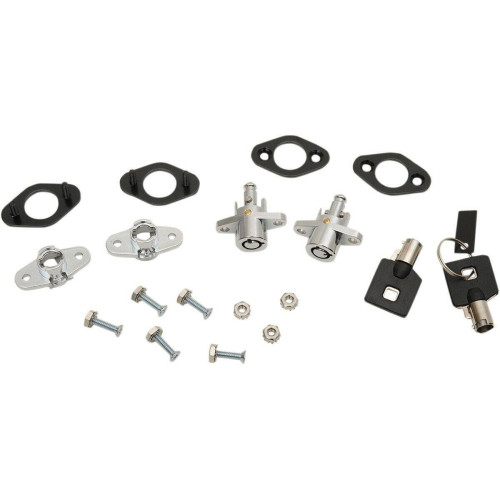 PartzBiz HD: 4418057-Drag Chrome Universal Saddlebag Double Lock Kit for Soft-Side Leather Saddlebags