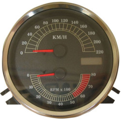 PartzBiz HD DS22100332 - Drag Electronic Speedo & มาตรวัดรอบเครื่องยนต์ Combo KM/H Harley Softail FXDWG FLHR | 2210-0332