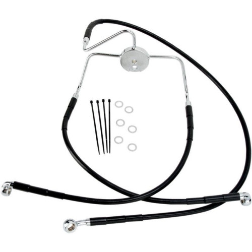 PartzBiz HD: 4417938-Drag Front Extended +6 Black Vinyl Brake Line Harley 94-07 FLHR 98-06 FLTR/I | 1741-2523
