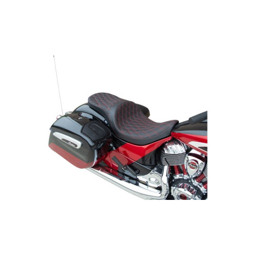 PartzBiz HD: 4417936-Drag Low Profile 2-Up Seat Red Diamond Stitch Solar Vinyl Indian Touring '14+ PartzBiz HD: 4417936-Drag Low Profile 2-Up Seat Red Diamond Stitch Solar Vinyl Indian Touring '14+