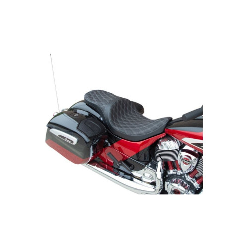 PartzBiz HD: 4417937-Drag Low Profile 2-Up Seat Silver Diamond Stitch Solar Vinyl Indian Touring '14+