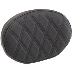 PartzBiz HD DS08220446 - Drag Oval Sissy Bar Pad สีดำ Double Diamond Vinyl Harley & Custom 0822-0446