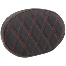 PartzBiz HD DS08220448 - Drag Oval Sissy Bar Pad สีแดง Double Diamond Vinyl Harley & Custom 0822-0448