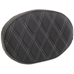PartzBiz HD DS08220447 - Drag Oval Sissy Bar Pad Silver Double Diamond Vinyl Harley & Custom 0822-0447