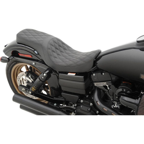 PartzBiz HD: 4417858-Drag Predator 2-up Double Diamond Stitched Seat for Harley Dyna FXD 06-17 | 0803-0541 PartzBiz HD: 4417858-Drag Predator 2-up Double Diamond Stitched Seat for Harley Dyna FXD 06-17 | 0803-0541