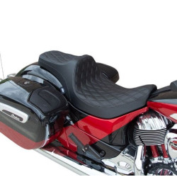 PartzBiz HD DS08102262 - Drag Predator III 2-Up Seat Double Diamond Black Stitch Indian Touring 14-Up