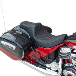 PartzBiz HD DS08102263 - Drag Predator III 2-Up Seat Double Diamond Silver Stitch Indian Touring 14-Up