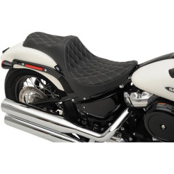 PartzBiz HD DS08021146 - Drag Specialties 0802-1146 Silver Double Diamond Predator 3 ที่นั่ง 18-23 Harley FL Softail Heritage Classic Slim Deluxe Bike Saddleอัพเกรดเปลี่ยน