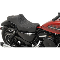 PartzBiz HD DS08040735 - Drag Specialties 0804-0735 Black Predator 3 Double Diamond Motorcycle Seat 04-22 Harley-Davidson Sportster XL custom chopper bike upgrade replacement wide soft Classic 1200 883 อาน 08040735