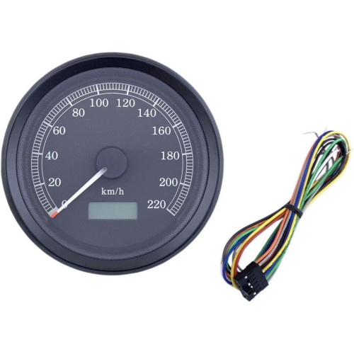 PartzBiz HD: 4417597-Drag Specialties Black 3-3/8" Programmable Electronic Speedometer 220 KMH Harley