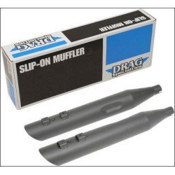 PartzBiz HD DS18011184 - Drag Specialties Black 3.5" Slash Down Slip On Mufflers Exhaust Harley 95-16 1801-1184