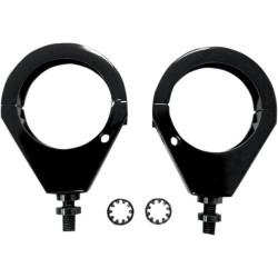 PartzBiz HD DS20401127 - ลาก Specialties สีดำ 49 มม.ด้านหน้าส้อมหลอดเลี้ยวสัญญาณ Clamps Mounts Harley Davidson Dyna Touring ตัวบ่งชี้ Relocation วงเล็บ