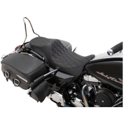 PartzBiz HD DS08011304 - Drag Specialties Black Predator III 2-Up Seat Double Diamond Harley Touring 08-23