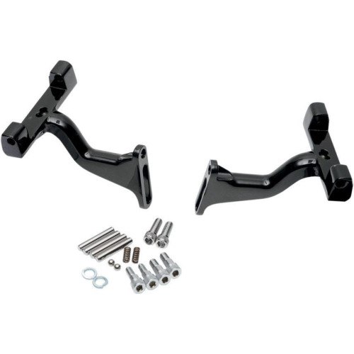 PartzBiz HD: 4417525-Drag Specialties Black Raised Passenger Floorboard Mounts 50789-99B Harley 93-14 - 16210395