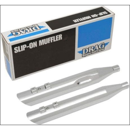 PartzBiz HD: 4417455-Drag Specialties Chrome 3.5" Slash Down Slip On Mufflers Exhaust Harley 95-16 1801-1183