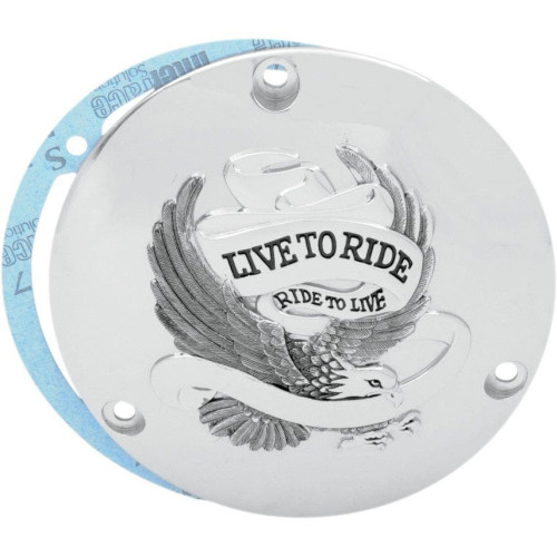 PartzBiz HD: 4417459-Drag Specialties Chrome 3 Hole Live to Ride Derby Cover Harley Big Twin 70-98 | 1107-0155