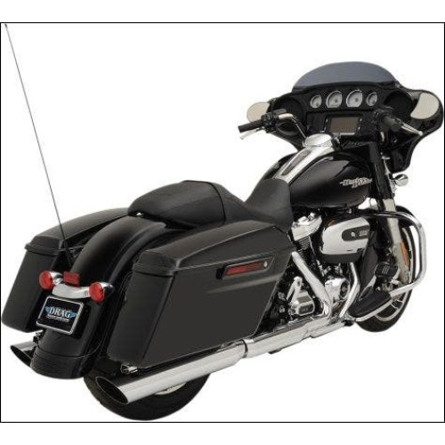 PartzBiz HD: 4417462-Drag Specialties Chrome 4" Slash Down Slip On Mufflers Exhaust Harley 95-16 1801-1187
