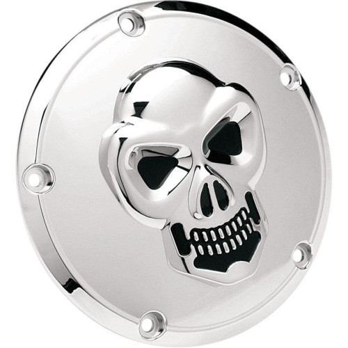 PartzBiz HD: 4417464-Drag Specialties Chrome 5 Hole 3-D Skull Derby Cover Harley Twin Cam 99-16 | 1902-0061