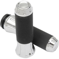 PartzBiz HD DS06301611 - Drag Specialties ปลอกแฮนด์โครเมียมหุ้มยางสำหรับ Harley Cable Throttle | 0630-1611