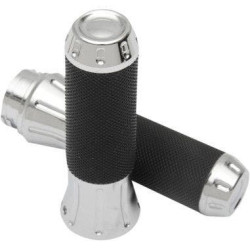 PartzBiz HD DS06301610 - Drag Specialties ปลอกแฮนด์โครเมียมหุ้มยางสำหรับ Harley Throttle by Wire | 0630-1610