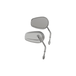 PartzBiz HD DS06401307 - Drag Specialties กระจกทรงหยดน้ำแบบก้านสั้น Chrome OEM สำหรับรุ่น Harley | 0640-1307